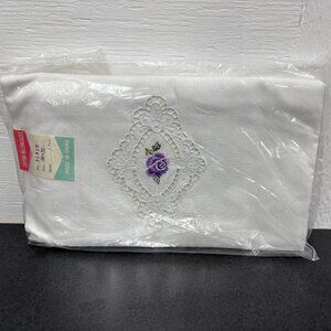 Vintage Embroidered Cotton Pillowcases - Set of 2 NOS The Bay Purple